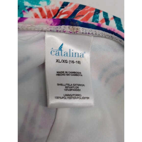 Catalina One-Piece Swimsuit Black Floral XL (16-18) Padded Bra Halter Style - Picture 5 of 7